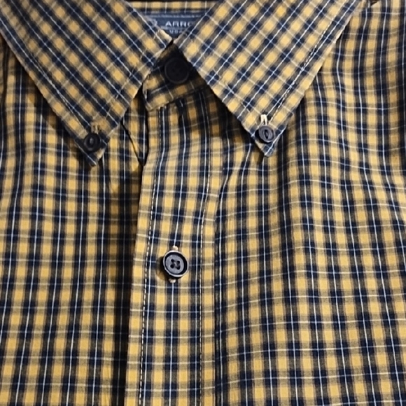 Black & Yellow Plaid Soft Button-Down Shirt Pen Pocket - Picture 4 of 14